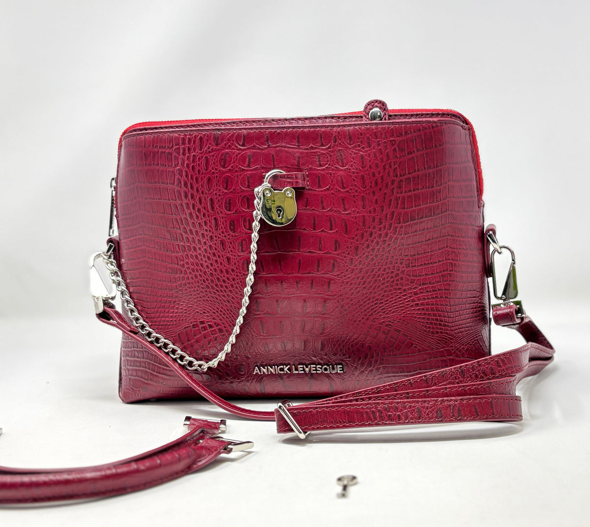 Sac à Main en Cuir Rouge croco, Miranda