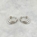 Boucles d'oreilles Huggies 3 rangs en argent sterling