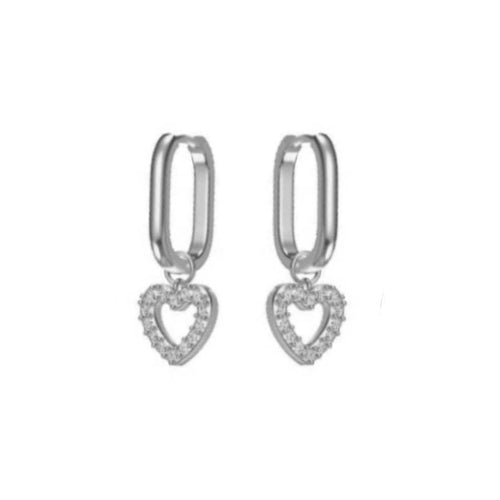 Boucles d'oreilles Huggies Coeurs en argent sterling