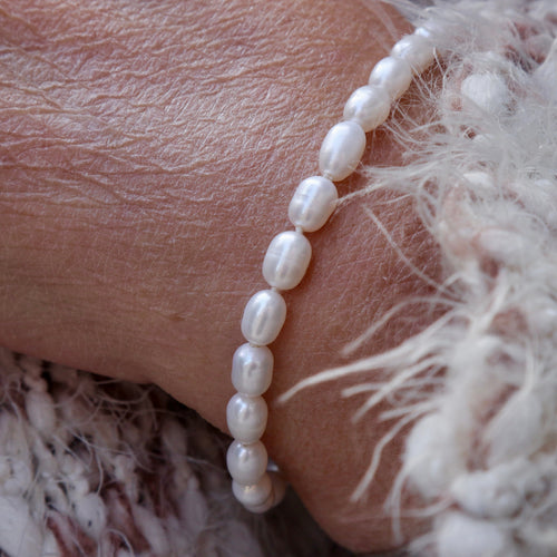 Bracelet de perles de riz et argent sterling